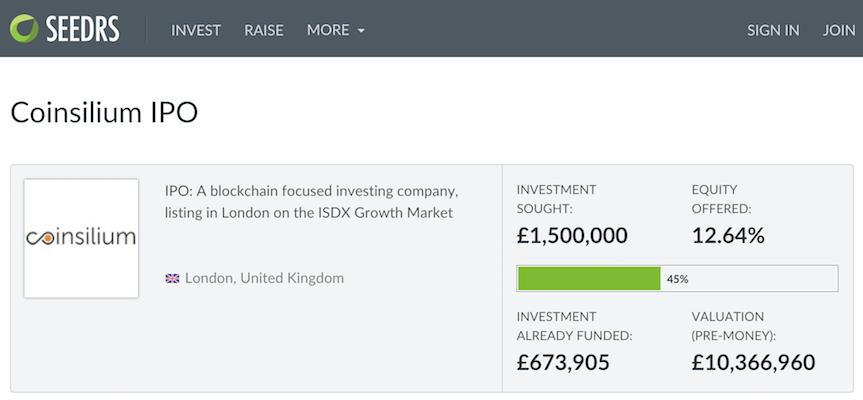 Coinsilium IPO Seedr Blockchain