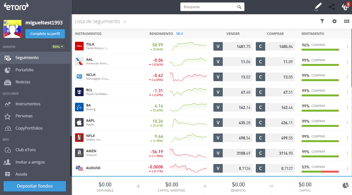 eToro trader compra