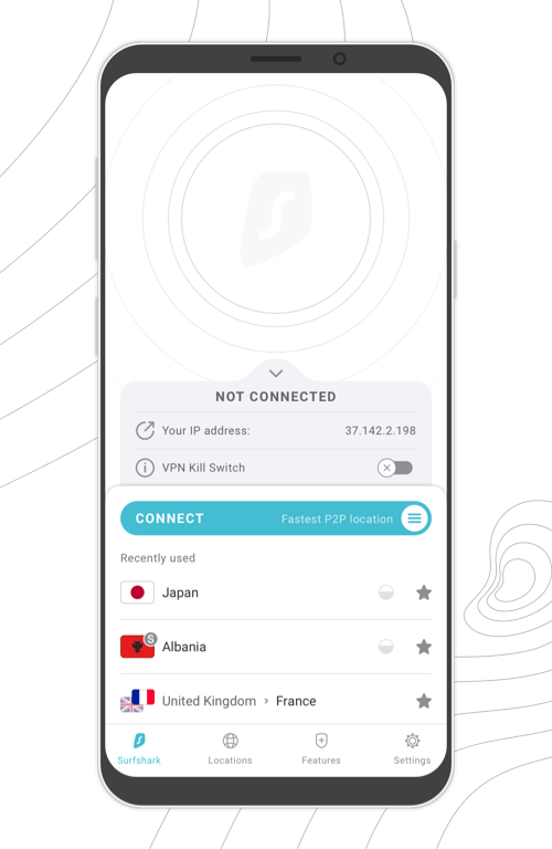 VPN Surfshark en versión móvil