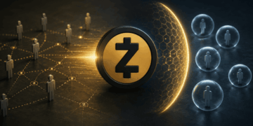 Logo de zcash e imagen conceptual sobre privacidad.